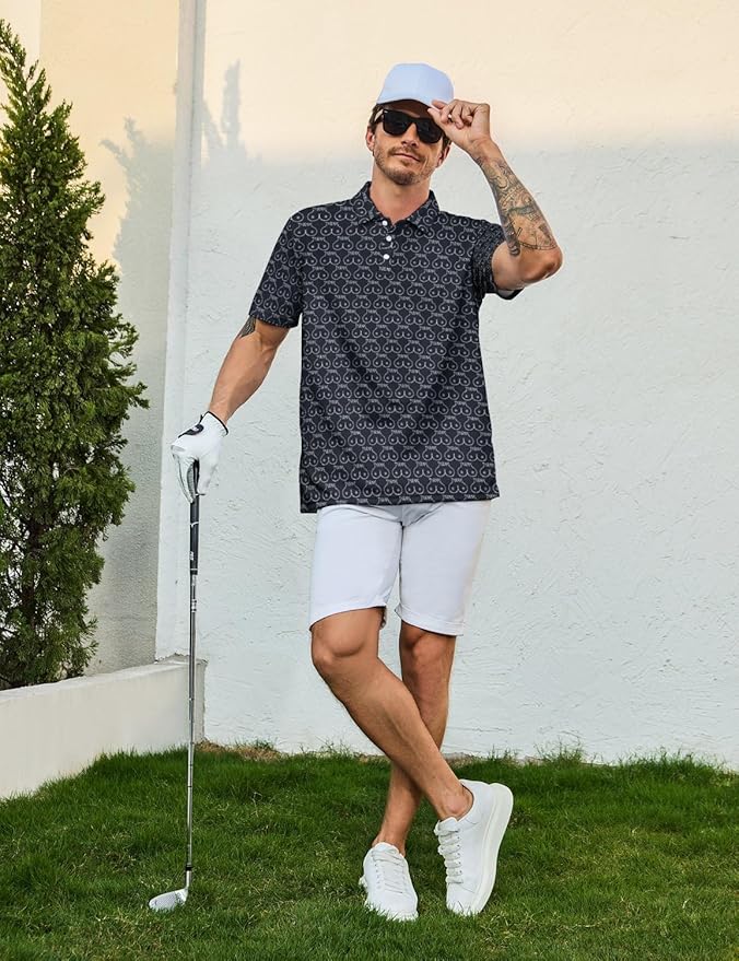 Mens Golf Shirts Golf Polo Shirts for Men Short Sleeve Polo Shirts Golf Gifts