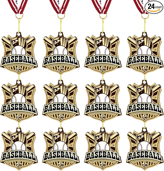 Ecation Medals with Neck Ribbons Soccer Awards Medals Baseball Team Awards Softball T-Ball Flag Football Trophy for Kids Sports Competitions Celebration Gift