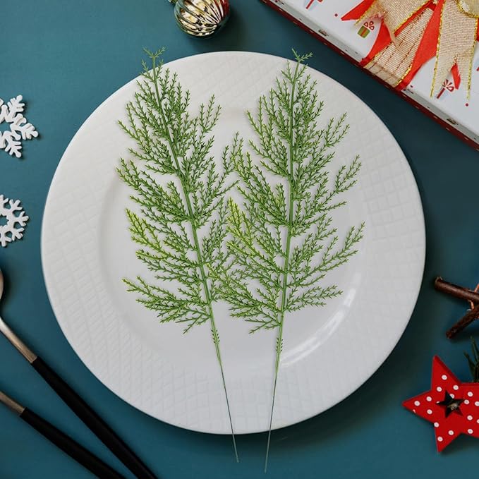 Hananona 40 Pcs Artificial Cedar Picks Faux Cedar Branches Fake Cypress Stems - Image 7