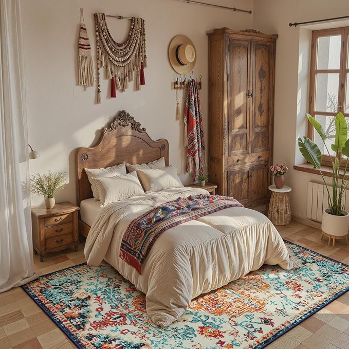 Lahome Bohemian Floral Medallion Area Rug - Image 2