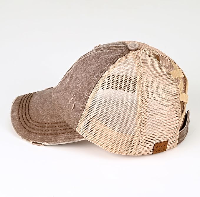 C.C Ponycap Messy High Bun Ponytail Adjustable Glitter Mesh Trucker Baseball Cap