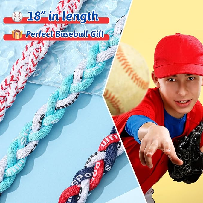Junkin Baseball Necklaces Three Braided Rope Titanium Necklace for Fans Team Gifts Boys Men Player Softball Sports