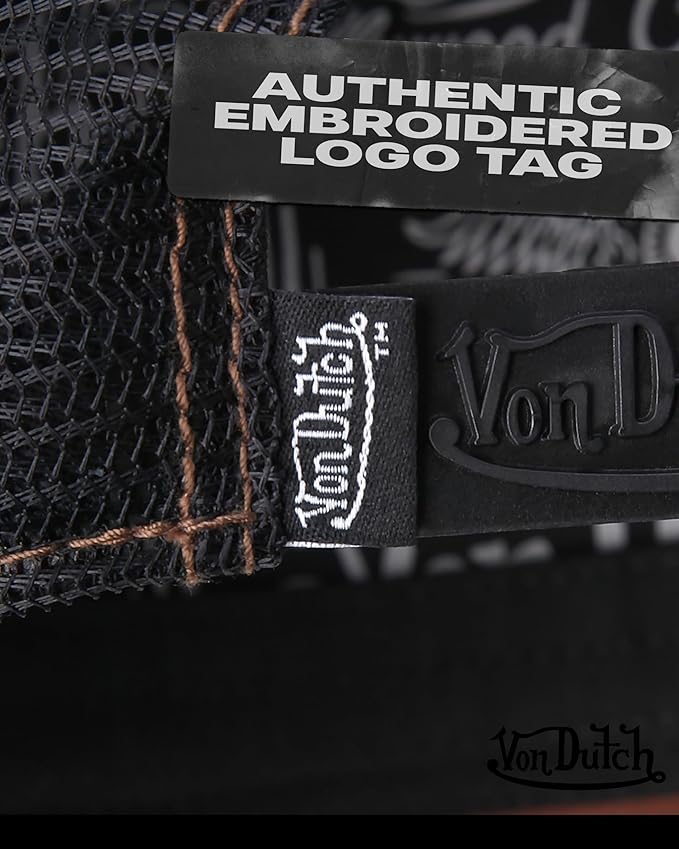 Von Dutch Unisex Trucker Hat - Velvet Curved Bill Mesh Back Retro Classic Adjustable Snapback Baseball Cap for Men and Women