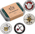 Clapley Ball Markers, Premium Gift Box Set for Golfer, 4pcs Stainless Steel & Oven-Cured Enamel, Eye-catching & Easy to spot, Pair with Magnetic Glove & Clip
