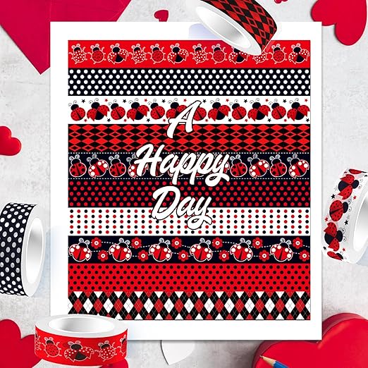 12 Rolls Insect Washi Tape, Seven Star Ladybug Masking Tape, Scrapbooking - Image 5