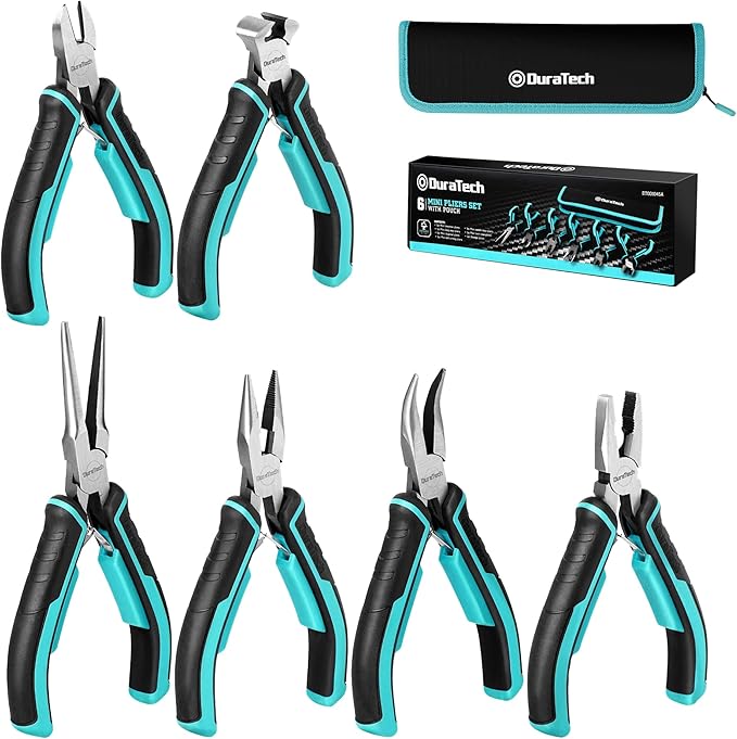 DURATECH Mini Pliers Set, CRV Construction, Includes Needle Nose, Long Nose by DURATECH