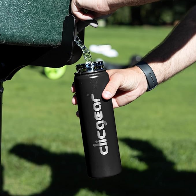 Clicgear Insulated Stainless Steel Golf Water Bottle – Fits Push Carts – 22 Ounce, Vacuum Sealed, Leak-Proof Sport Lid, 24hr Cold, BPA-Free