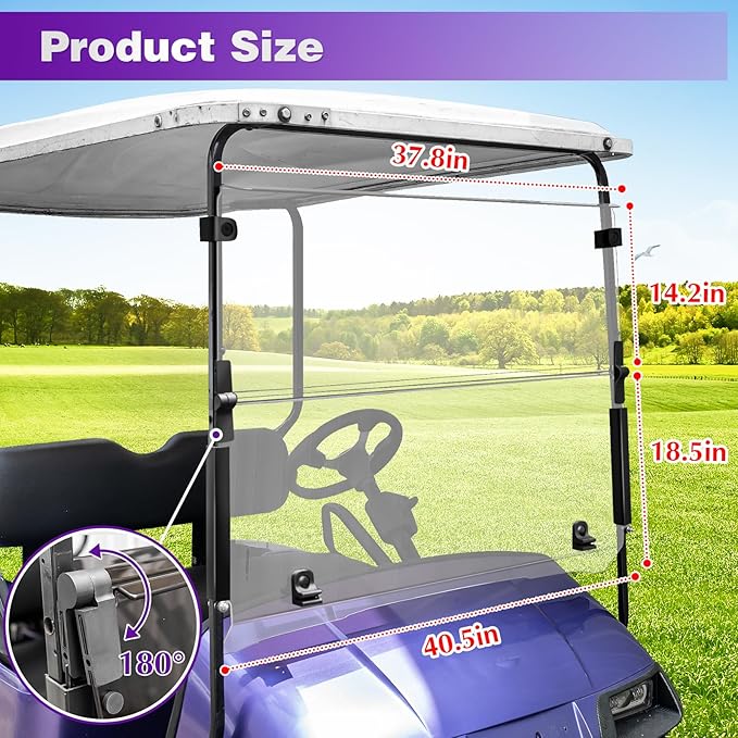 4.5mm Extra Thick Golf Cart Windshield for EZGO TXT 1995-2013 Models Gas and Electric, Acrylic, Transparent
