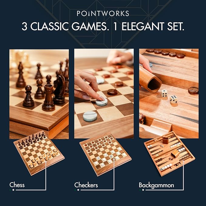 17 Inch Chess Checkers Backgammon Set - Image 2