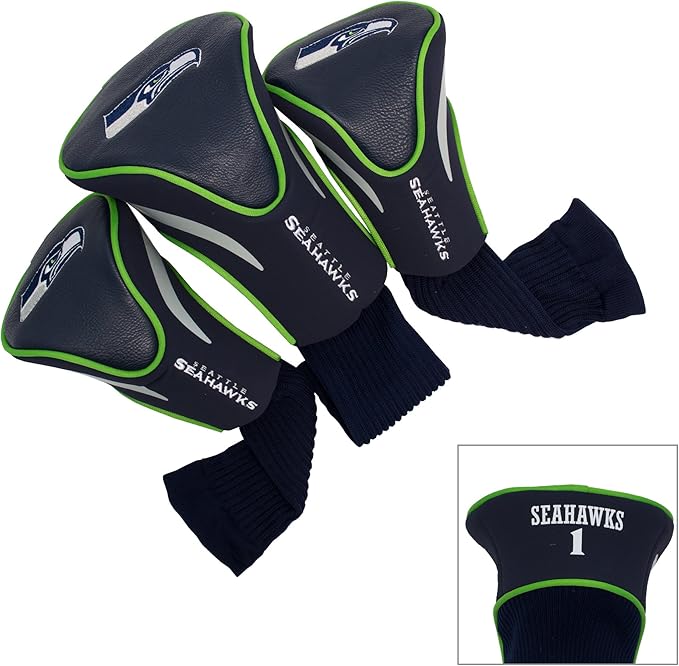 Team Golf NFL Miami Dolphins Contour Golf Club Headcovers (3 Count) Numbered 1, 3, & X, Fits Oversized Drivers, Utility, Rescue & Fairway Clubs, Velour Lined for Extra Club Protection