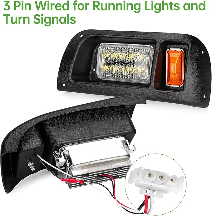 10L0L Club Car DS Headlight Kit - 12V Headlight and Tail Light Kit With Upgrade Harness with Turn Signal Brake Light and Horn Wire