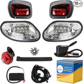 Golf Cart Light Kit for EZGO Freedom TXT/T48 Gas & Electric 2014-up, 12V Street Legal Full Headlight Tail Light Kit with Turn Signal Switch, Horn Button, Hazard Flasher and Brake Pad