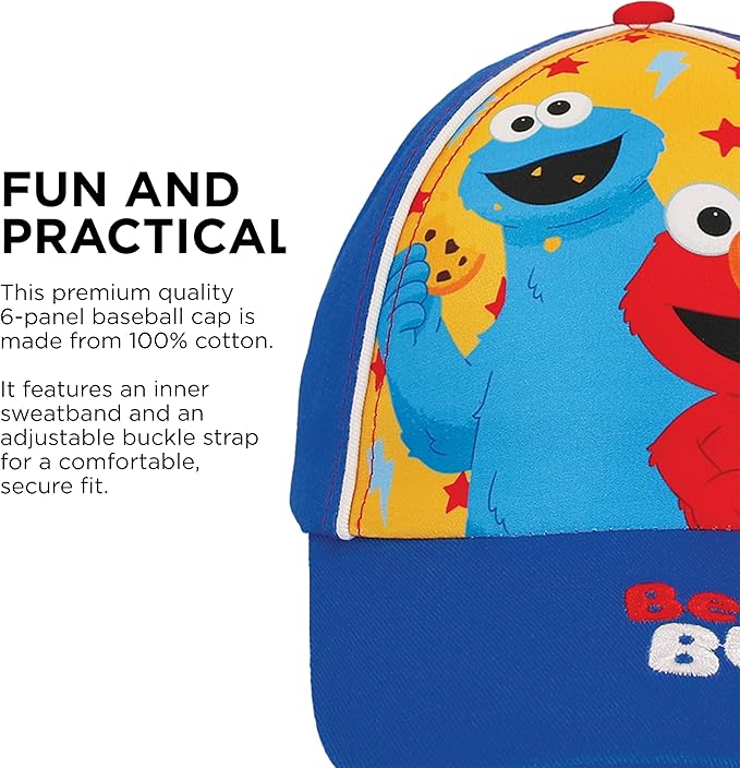 Sesame Street Baseball Cap, Toddler Hats for Boys & Girls Ages 2T-4T, Adjustable Kids Baseball Caps