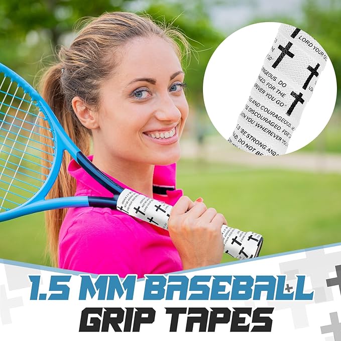 Pushglossy Christian Baseball Bat Grip Tapes 1.5mm Faith Cross Bat Grip Tape, Precut Full Adhesive Baseball Wrist Tape Scripture Design Non-Slip Religious Baseballs Grips Tapes