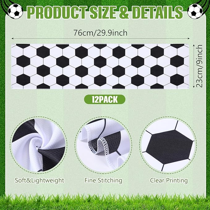 Peryiter 12 Counts Mini Cooling Towel, 30" x 9" Baseball Softball Soccer Golf Sweat Towel, Breathable Chilly Rag, Microfiber Sport Rags for Team Gym Running Coach Gift