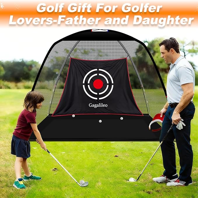 Gagalileo Golf Hitting Net Backyard Driving: 10x7FT Professional Backstop with Silent Velvet Target Portable Practice for Men Dad Complete Sport Set Gift