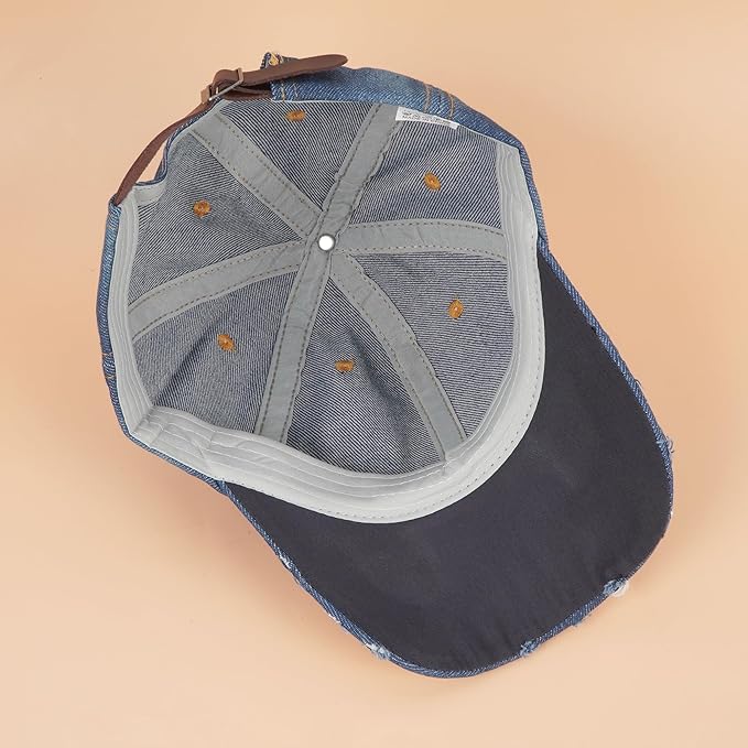 Hoce Fashion Rhinestone Denim Baseball Cap Studded Bling Hat for Women
