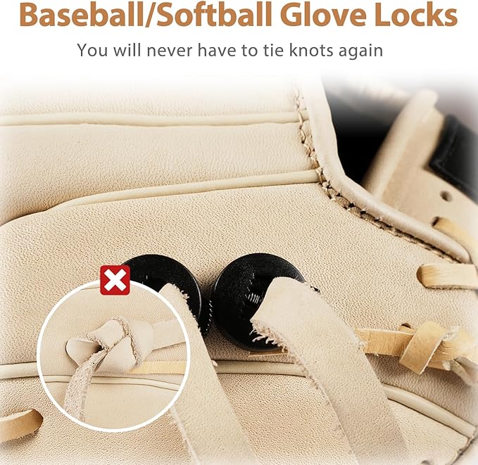 Glove Locks, 8-Pack Baseball/Softball Glove Lace Locks – Vibrant Colors, No Retie Knots, Spring-Lock Tech, Durable Design.
