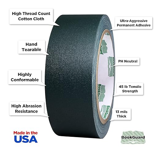 BookGuard 1-1/2 Inch Vinyl-Coated Cotton Cloth Bookbinding Repair Tape - Image 2