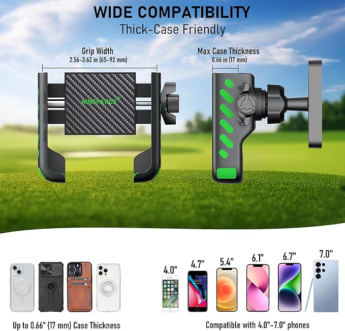 Magnetic Golf Cart Phone Holder 360°, Golf Cart Accessories Gift for Men Women, Fits EZGO Club Car Yamaha, 8X N52 Magnets with Safety Strap, Phone Caddy for iPhone Galaxy Pixel, 2026 Stocking Stuffers