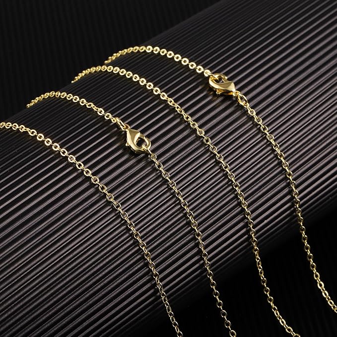 Wholesale 12 PCS Gold Plated Solid Brass Flat Cable Chain Finished Necklace - Image 3