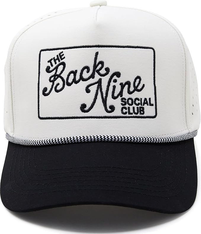 Funky Junque Performance Waterproof Golf Rope Hat – Cool Breathable Workout 5 Panel Snapback Cap for Men