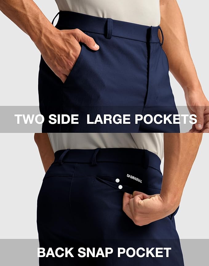 G Gradual Men's Golf Dress Shorts 5"/ 7"/ 9" Stretch Casual Work Flat Front Shorts for Men with 3 Pockets Quick Dry