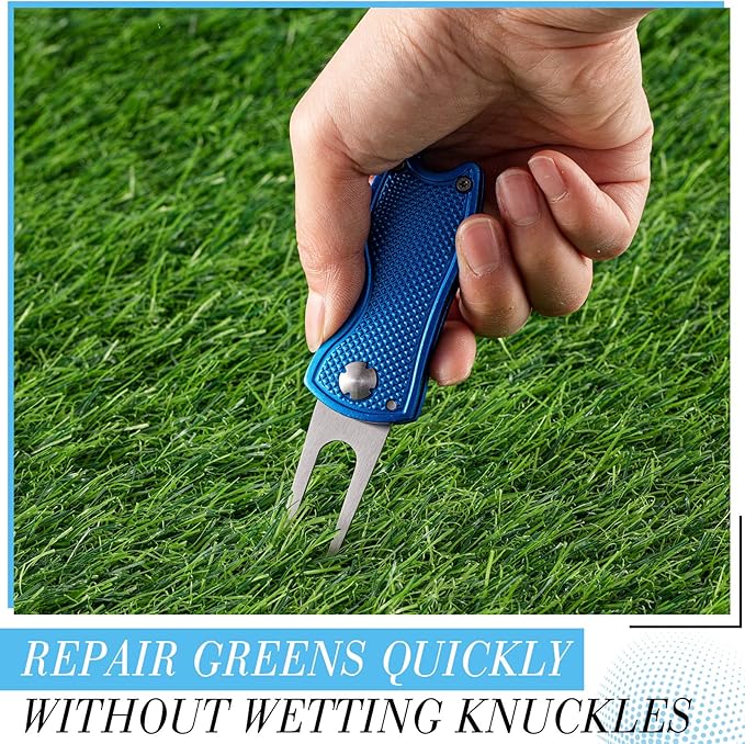 Poen Pcs Golf Divot Tool Golf Repair Tool with Magnetic Ball Marker and Popping Button Metal Foldable Switchblade Repair Fixer for Golfers Prizes