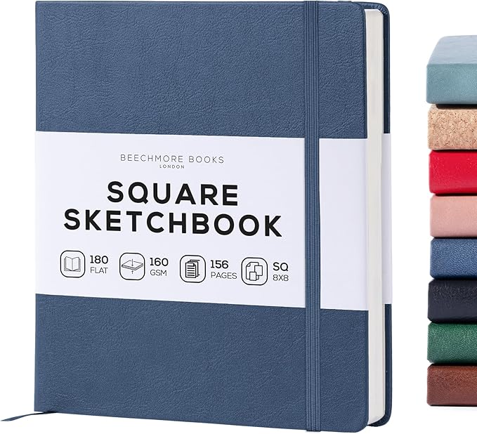 Beechmore Books Square Sketchbook – 8x8 Premium Vegan Leather Bound Large by BeechmoreBooks