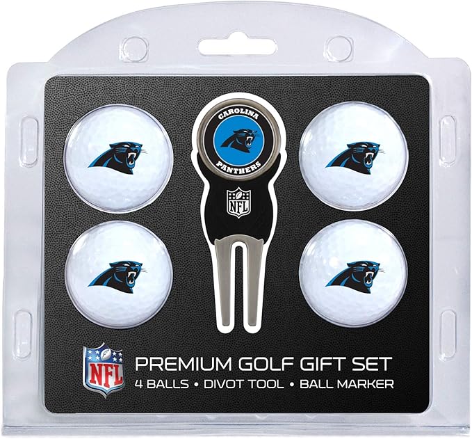 Team Golf NFL Regulation Size Golf Balls (4 Count) & Divot Tool with Removable Double-Sided Magnetic Marker