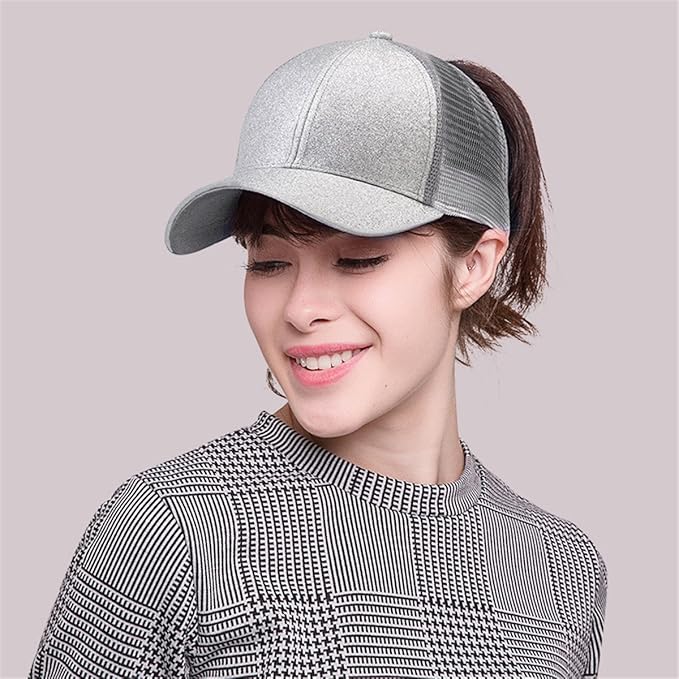 Criss Cross Hat Washed Distressed Baseball Cap Ponytail Hat High Messy Bun Ponycap for Women