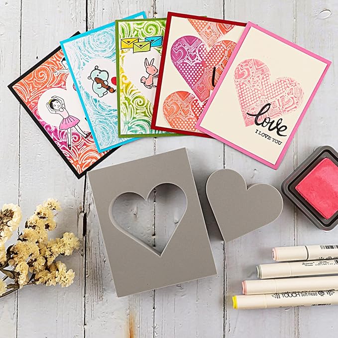 BAOFALI 6 Pcs Heart Cut Stamping Foam Grey Moldable Foam Stamps Plastic Dry - Image 5