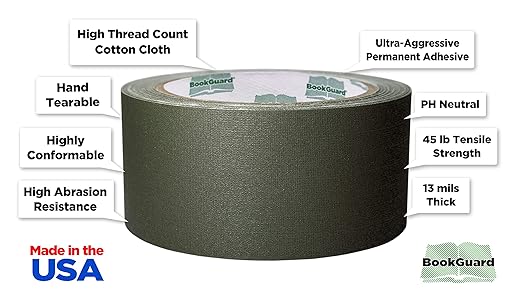 BookGuard 2 inch Premium Bookbinding Repair Cloth Tape, 15 Yard Roll - Image 2