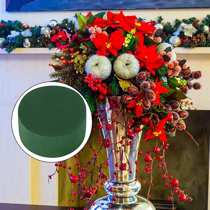 Maitys 12 Pieces Round Floral Foam Wet Green Flower Foam DIY Flower Arrangement - Image 5
