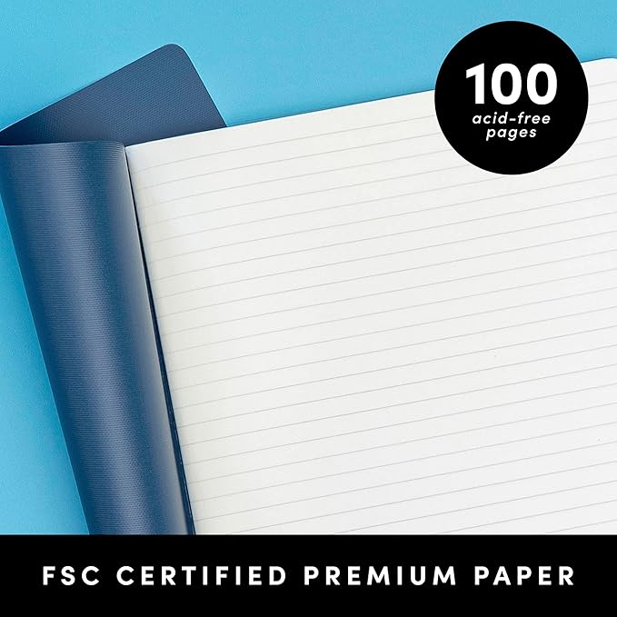 PAPERAGE Soft Cover Lined Journal Notebook, 2 Pack, 100 Pages, Large 7.5 inches - Image 3