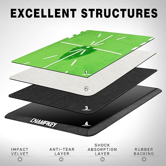 CHAMPKEY Heavy-Duty Golf Hitting Mat - Swing Path Feedback Golf Practice Mat - Ideal for Indoor and Outdoor Training