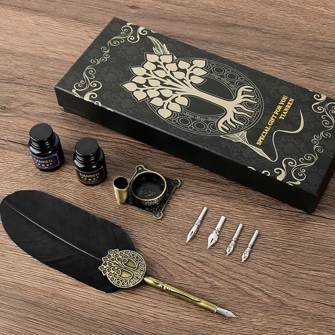 Quill pen ink set, Feather Pen and Ink Set, Antique Calligraphy Pen - Image 3