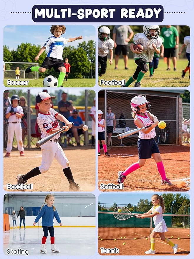 American Trends Kids Toddler Soccer Socks Youth Baseball Softball Football Socks Knee High Accessories for Girls
