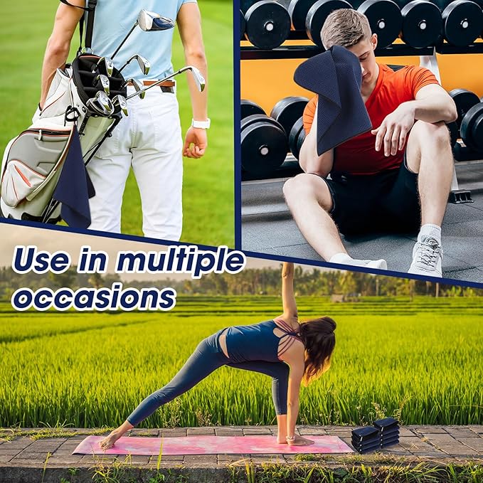 Batiyeer Golf Towel Bulk for Golf Bags 16'' x 16'' Microfiber Fabric Towel with Clip Waffle Pattern, Fitness, Camping, Hiking, Yoga