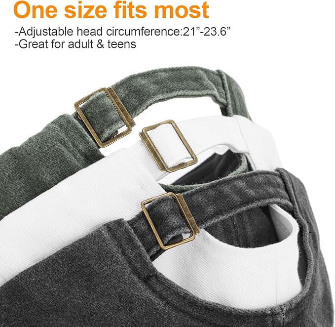 MEINICY 3 Packs Washed-Cotton Plain Baseball Cap, Vintage Adjustable Dad Hats Gift for Men/Women,Unstructured