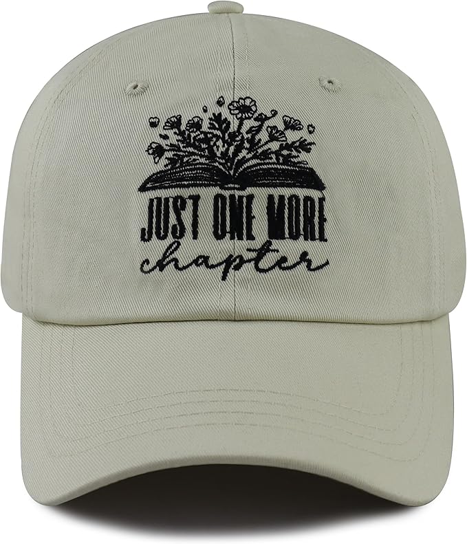 Just One More Chapter Hat for Men Women, Cute Adjustable Cotton Embroidered Book Lovers Baseball Cap