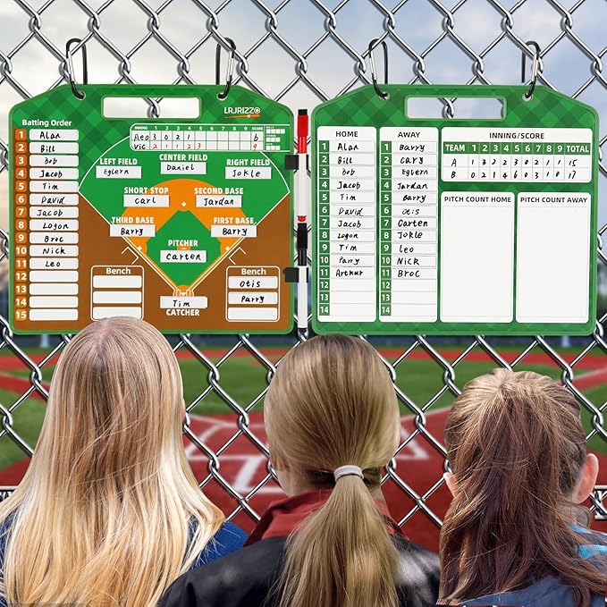 Magnetic Baseball Lineup Board，Baseball Lineup Cards Baseball Lineup Board for Dugout Baseball Clipboard for Coaches Softball Lineup Cards Marker Boards Baseball Coaching Accessories (Brown)