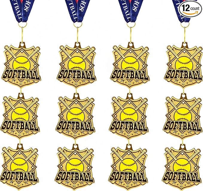 Ecation Medals with Neck Ribbons Soccer Awards Medals Baseball Team Awards Softball T-Ball Flag Football Trophy for Kids Sports Competitions Celebration Gift