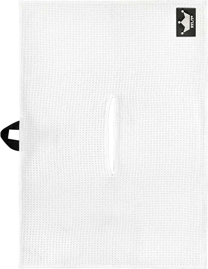 RYL/T Magnetic Golf Towel with Center Cut and Loop Attachment, Strong Magnet Attaches to Anything Metallic, Perfect Golf Bag or Cart Accessory