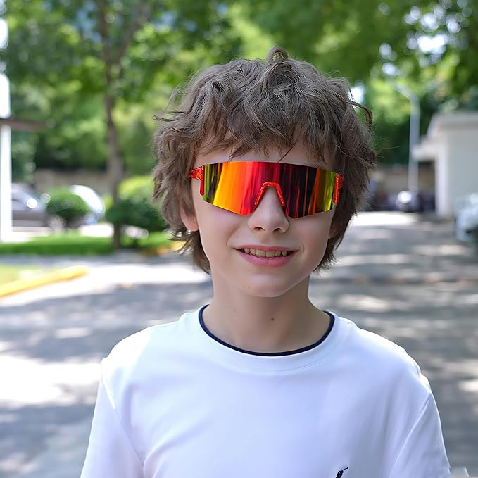 SEKKAF Youth Baseball Sunglasses for Boys Girls Age 6-12 Softball Cycling Sports Sunglasses for Kids Lightweight Frame