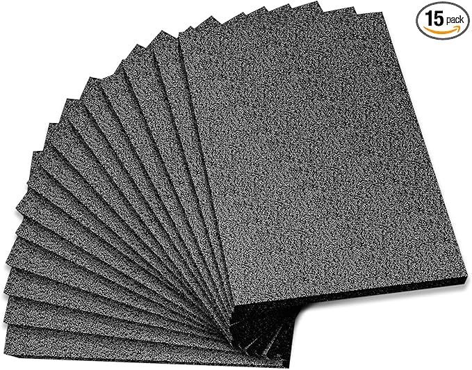15 Pcs 12" x 8" x 0.5" Polyethylene Foam Thick Foam Sheet Firm Black Foam by LEMECIMA