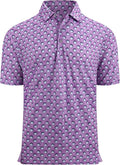 Alex Vando Mens Golf Shirt Moisture Wicking Quick-Dry Print Performance Polo Shirts for Men
