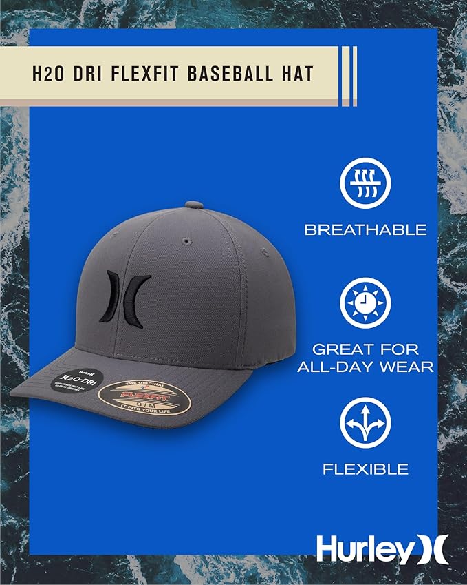 Hurley Men's Caps - One & Only Flexfit Baseball Cap - Fitted Hats for Men (S-XL)
