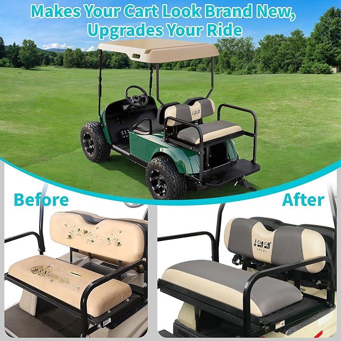 10L0L Universal Golf Cart Rear Seat Cover Dress UP Older Golf Cart Durable Breathable Material Fit Like a Glove for Yamaha EZGO and Club Car, Easy to Install