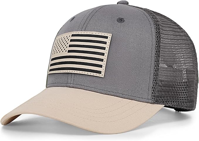 American Flag Trucker Hat - Snapback Hats for Men Women Baseball Cap - Breathable Mesh & Adjustable Fit for Casual Wear